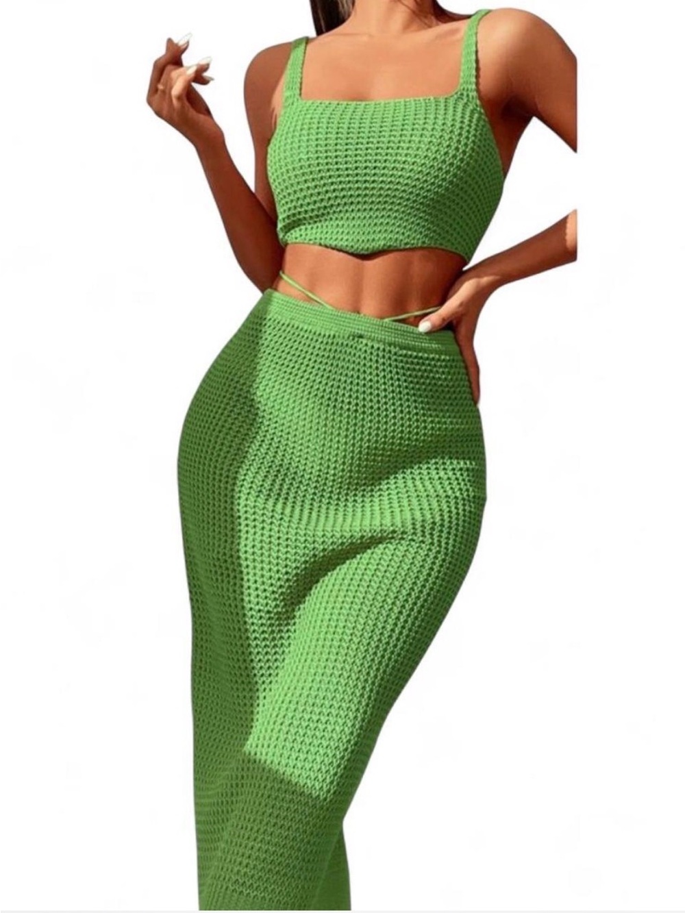 Green Knit Maxi Skirt - Women's Summer Skirt